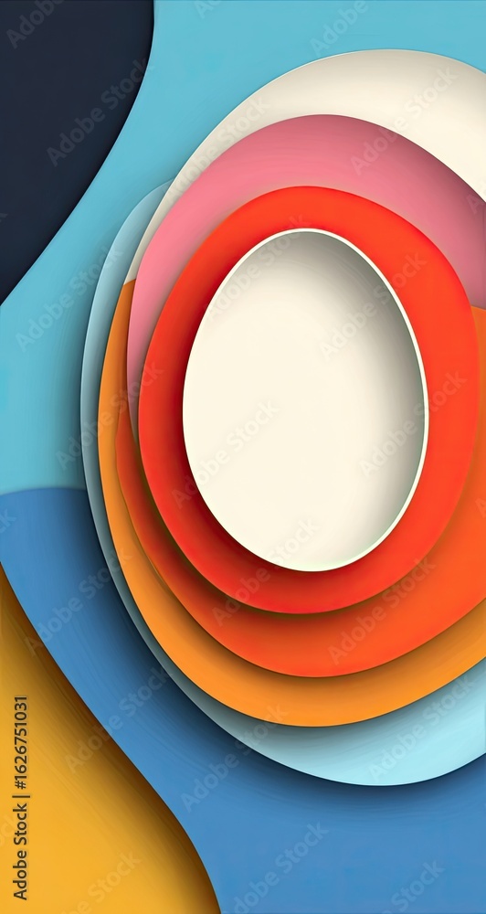 Poster abstract design with layered circles and swirls in vibrant colors