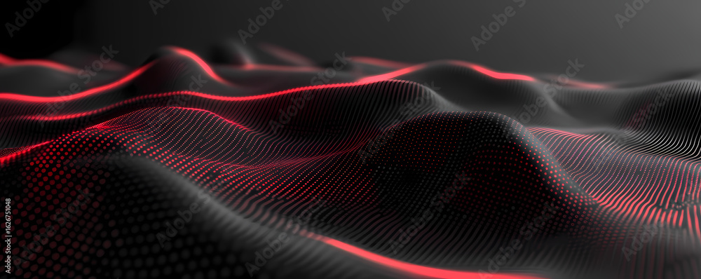 Poster abstract digital terrain a visualization of data and light