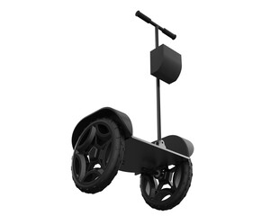 Sleek Black 3D Rendered Self-Balancing Scooter: Modern Personal Mobility Device for Urban Commutes. High-Definition Digital Transport with Transparent PNG Background, Perfect for Design Projects.