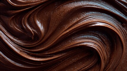 Rich dark chocolate ganache with glossy dark texture