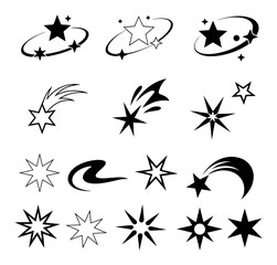Black starbursts and shooting stars vector collection
