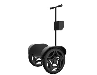 Sleek Black 3D Rendered Self-Balancing Scooter: Modern Personal Mobility Device for Urban Commutes. High-Definition Digital Transport with Transparent PNG Background, Perfect for Design Projects.