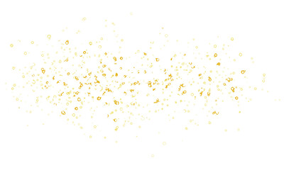 Shimmering gold glitter and glowing star dust magic sparks. Sparkling luminous points with bokeh sparkle effect. Isolated gold particles on transparent background for luxury festive design