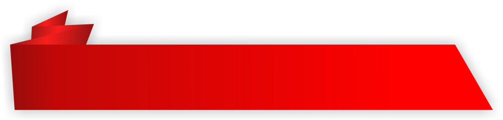Obraz premium Red Ribbon Banner with Dotted Lines, Crimson Scroll with White Stitching, Elegant Red Ribbon Graphic