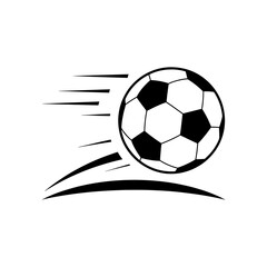 Dynamic Black and White Soccer Ball Illustration Emphasizing Motion and Speed for Sports Related Designs and Vector Graphics with Trailing Lines