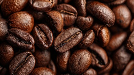 Fototapeta premium Roasted coffee bean surface with detailed brown patterns and rich earthy tones