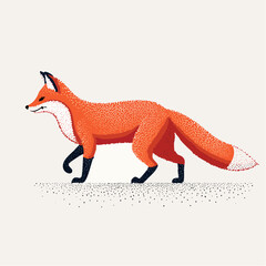 Obraz premium a stippling vector silhouette of a forest red fox trotting with micro dots for fur texture and tail detail, wildlife svg