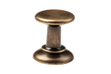 Antique-bronze cabinet knob, circular top, columnar shaft
