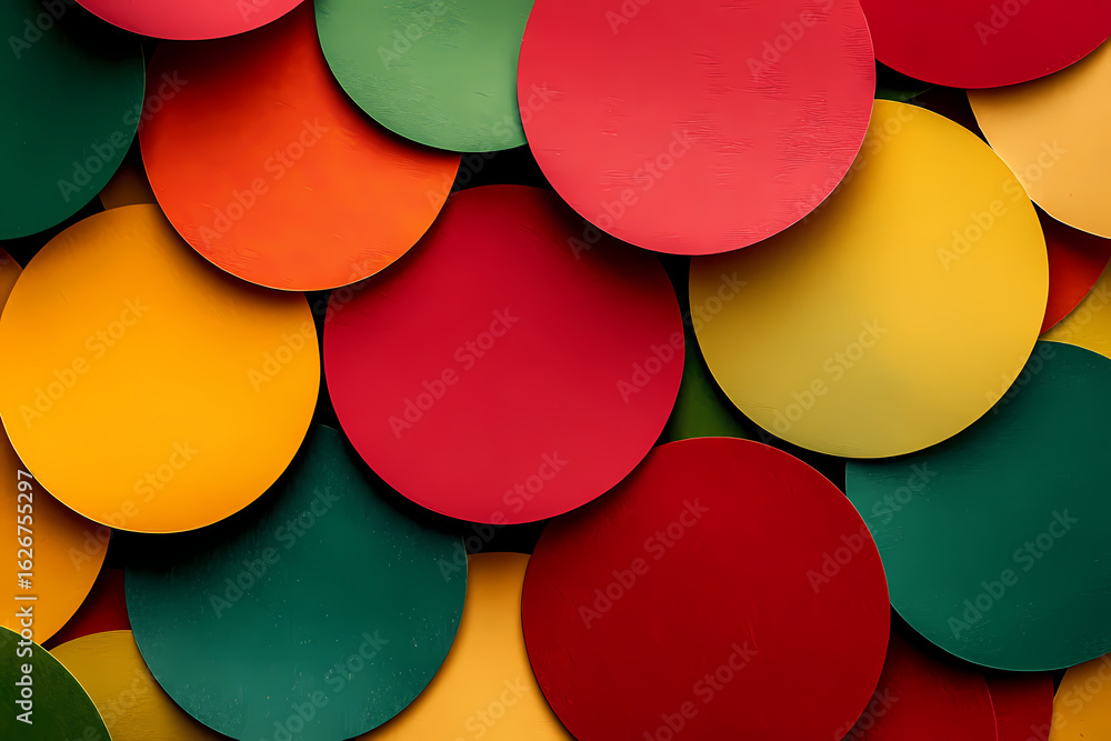 Poster vibrant and dynamic abstract background with overlapping colorful circles creating a playful and mod