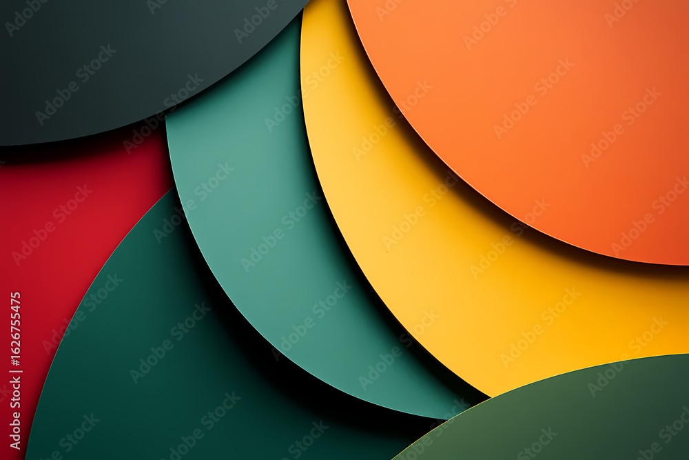 Poster colorful abstract background of overlapping geometric shapes with modern design aesthetics
