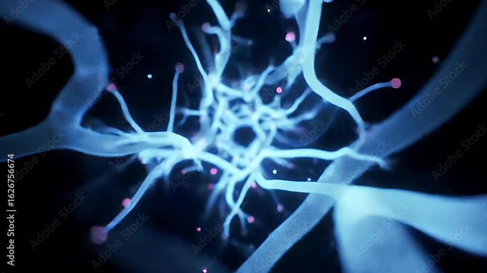 Poster journey through luminous neural pathways, exploring the dynamic interconnectedness of the mind