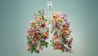 A crystal-clear ribcage cradling a burst of blooming, multicolored flowers