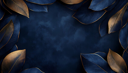 Elegant Blue and Gold Leaf Design A Sophisticated Aesthetic for Backgrounds and Decor