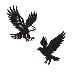 Obraz premium Eagle flying vector silhouette illustration design icon