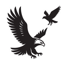 Fototapeta premium Eagle in flight vector illustration with wings spread silhouette design