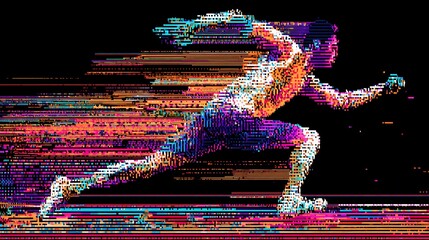 Dynamic abstract runner captures the essence of speed and motion with vibrant streaks of color