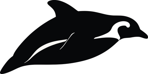 Obraz premium Vector art of a sleek black dolphin gracefully glides through the ocean water a captivating silhouette against a neutral backdrop