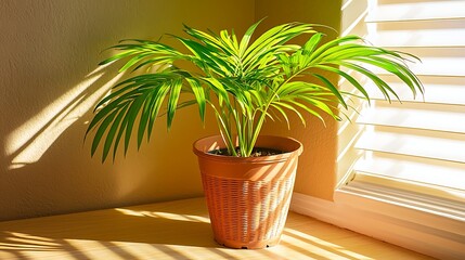 Warm indoor light casting gentle plant shadows on textured wall, shot with mirrorless camera 35mm lens highlighting softness and inviting atmosphere