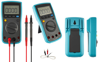 Multimeter on a white background, ideal for home use.