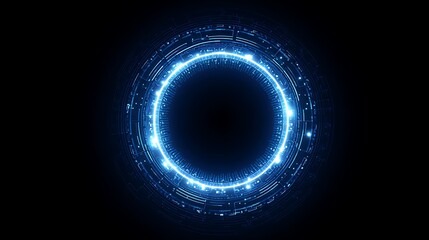 Obraz premium Mysterious glowing blue portal opens in the darkness inviting exploration and wonder