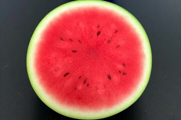 Whole and slice of ripe watermelon, heap of watermelon slices as background