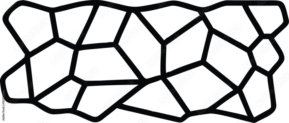 Poster abstract geometric stone pattern with black lines on transparent background for design