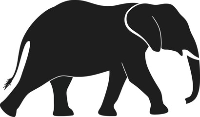 Obraz premium Vector art of a strong elephant silhouette walking gracefully is isolated on a clean background creating a captivating wildlife image