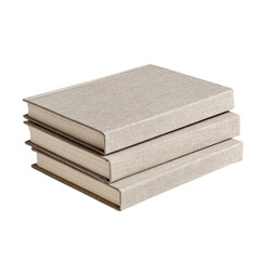 Stack of Three Beige Notebook on transparent background
