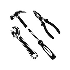 silhouettes of tools vector art