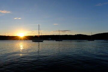 Serene Sunset Over a Calm Harbor