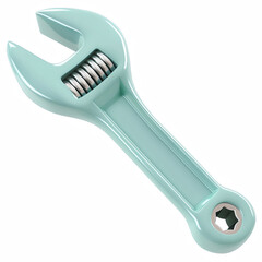 Chubby cute cartoon adjustable wrench with rounded handle, soft plastic material, isolated on transparent background