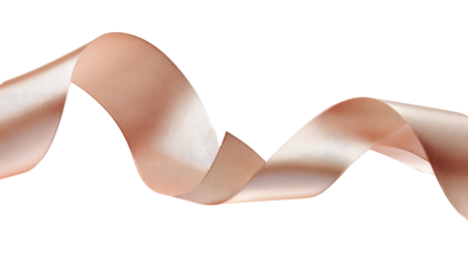 Soft, peach-toned satin ribbon, gracefully curved