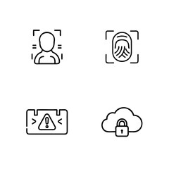 Four outline icons for security data protection fingerprint