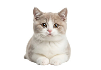 Illustration of cute bicolor kitten sitting isolated on transparent background