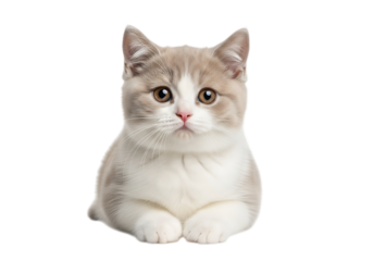 Illustration of cute bicolor kitten sitting isolated on transparent background