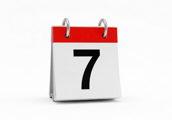 The calendar page shows the number 7 in bold, black, sans-serif font on a white background