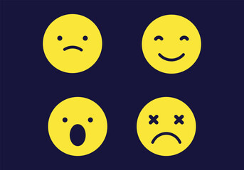 Fototapeta premium Yellow emoji. Funny emoticons faces with facial expressions. vector icons set 