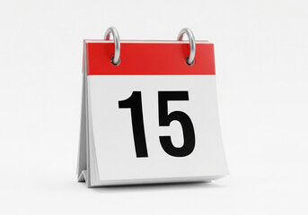 Fototapeta premium The calendar page shows the number 15 in bold, black, sans-serif font on a white background