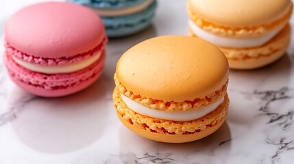 Fototapeta premium Colorful Macarons on Marble