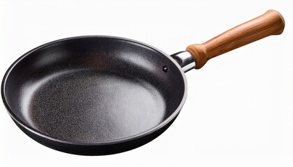 frying pan with wooden handle isolated on transparent background