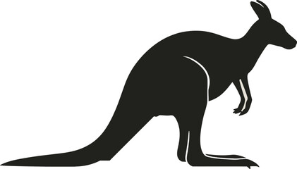 Fototapeta premium Vector art of a simple black silhouette of a kangaroo standing gracefully on a light beige background offering a clean and modern aesthetic