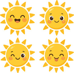 Happy illustration of cartoon yellow bright sun