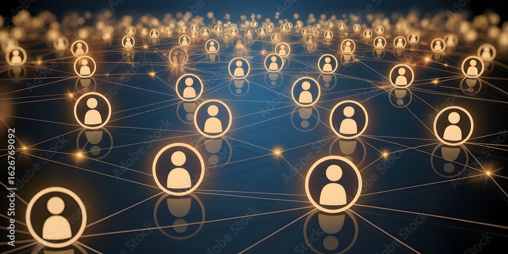Poster network of connection: the intricate network of interconnected figures illuminates the idea of globa