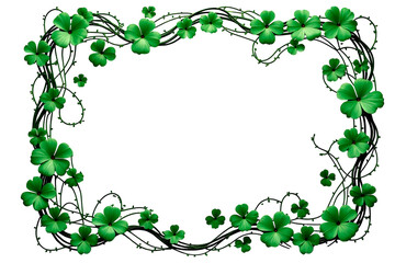 floral frame with green leaves st patrick background