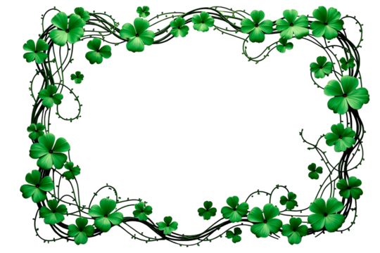 floral frame with green leaves st patrick background - Powered by Adobe