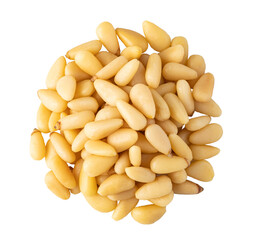 Pine nuts forming a circle on transparent background