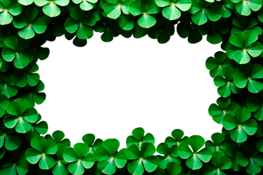 frame of green leaves frame of green leaves four leaf clover isolated