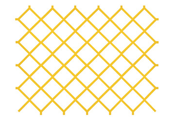 Geometric yellow pattern featuring intersecting sticks creating diamond shapes, transparent background, suitable for design projects