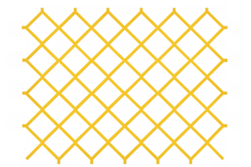 Geometric yellow pattern featuring intersecting sticks creating diamond shapes, transparent background, suitable for design projects