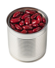 Tin can full of kidney beans on transparent background